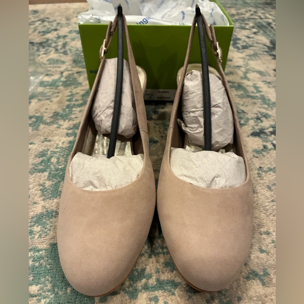 Walking Cradles “Jolly” Slingback Mules in Light Taupe Suede Leather,NWT - Picture 4 of 5
